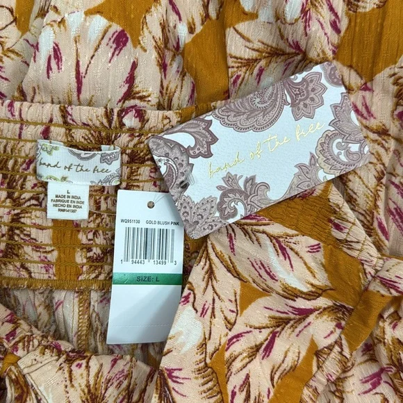 Band Of The Free ARIZONA GOLD FLORAL WIDE LEG PANTS Size Large NWT - Picture 11 of 11